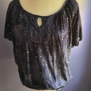 Dark Blue Blouson Peasant Blouse size 1X